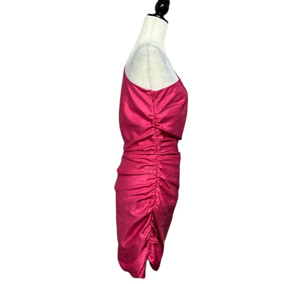 Aritzia WILFRED Rhapsody One Shoulder Long Sleeve Dress in Electron Fuchsia - Picture 7 of 16